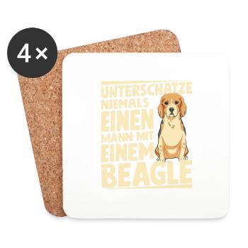 Never underestimate a man with a beagle - Coasters (set of 4) - white - Front