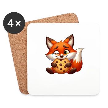 Rotfuchs Cookie Süßigkeit Nachtisch Keks - Untersetzer (4er-Set) - Weiß - Vorne