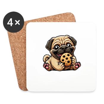 Mops Cookie Süßer Nachtisch Keks - Untersetzer (4er-Set) - Weiß - Vorne