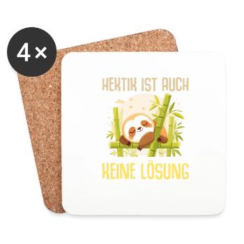 Schlafendes Faultier Hektik ist auch keine Lösung - Untersetzer (4er-Set) - Weiß - Vorne