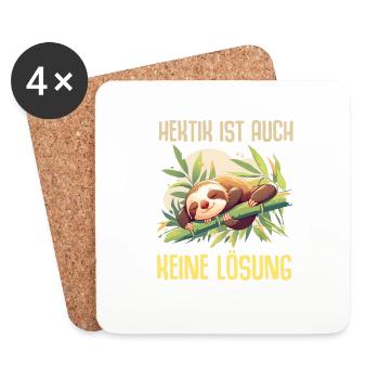 Schlafendes Faultier Hektik ist auch keine Lösung - Untersetzer (4er-Set) - Weiß - Vorne