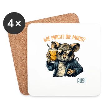 Wie macht Maus Maus Trinkt Aus Bier Alkohol Spruch - Untersetzer (4er-Set) - Weiß - Vorne
