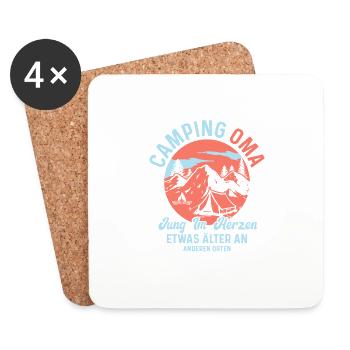 Camping Granny Young in the Heart Camping Nature - Coasters (set of 4) - white - Front
