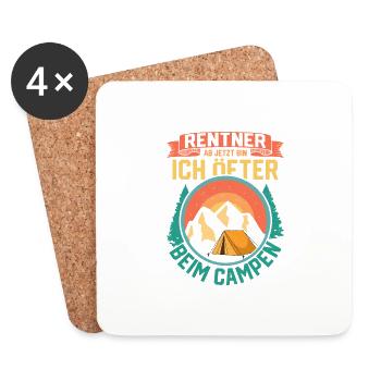 Pensioner, from now on I'm more often camping in the mountains. - Coasters (set of 4) - white - Front