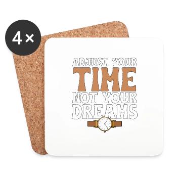 Ajustez votre temps, pas vos rêves, horlogerie - Dessous de verre (lot de 4) - blanc - Devant