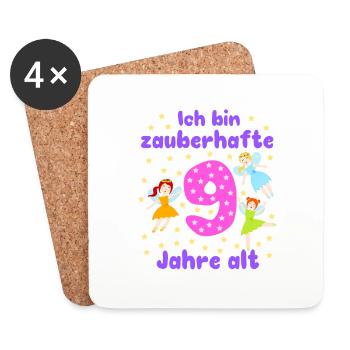 9e anniversaire fées magie fantaisie fille 9 ans - Dessous de verre (lot de 4) - blanc - Devant