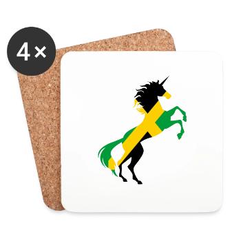 Chemise drapeau Licorne Jamaïque Licorne Magique Jamaïque - Dessous de verre (lot de 4) - blanc - Devant