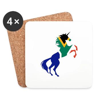 Einhorn Südafrika Flagge TShirt Magisches Einhorn - Untersetzer (4er-Set) - Weiß - Vorne