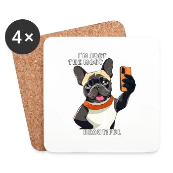 HUND SMARTPHONE I'M JUST THE MOST BEAUTIFUL - Untersetzer (4er-Set) - Weiß - Vorne