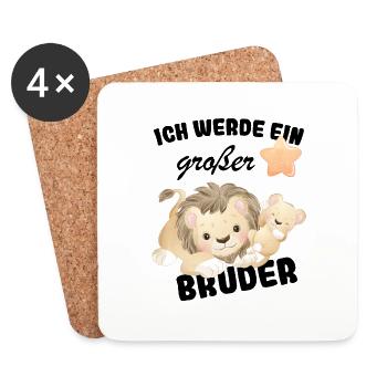 Nachwuchs Verkünden | Ich Werde Großer Bruder 2025 - Untersetzer (4er-Set) - Weiß - Vorne