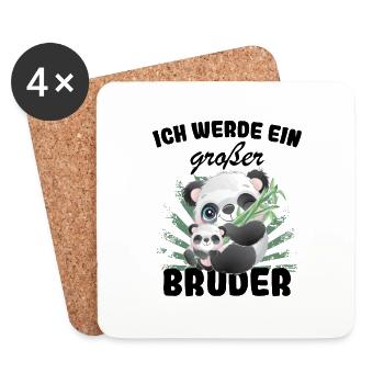 Nachwuchs Verkünden | Ich Werde Großer Bruder 2025 - Untersetzer (4er-Set) - Weiß - Vorne