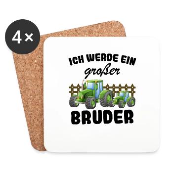 Nachwuchs Verkünden | Ich Werde Großer Bruder 2025 - Untersetzer (4er-Set) - Weiß - Vorne