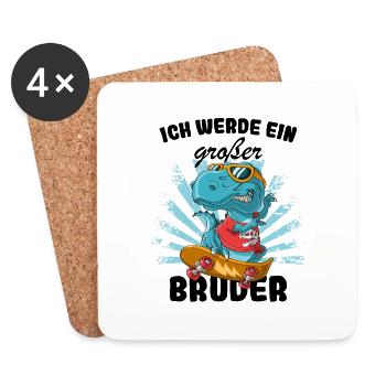 Nachwuchs Verkünden | Ich Werde Großer Bruder 2025 - Untersetzer (4er-Set) - Weiß - Vorne