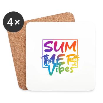 Summer Vibes Colorful Palm Retro Summer - Coasters (set of 4) - white - Front