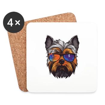 Yorkshire Terrier Hund Kopf Cool - Untersetzer (4er-Set) - Weiß - Vorne