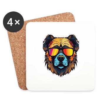 Kangal Dog Head Cool - Coasters (set of 4) - white - Front