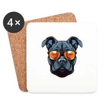 Staffordshire Bull Terrier Dog Portrait - Coasters (set of 4) - white - Front