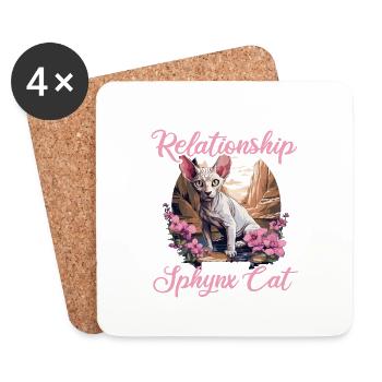 Chaton Sphynx Chat Sphynx - Dessous de verre (lot de 4) - blanc - Devant