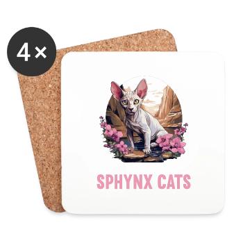 Sphynx Kätzchen Sphynx Katze - Untersetzer (4er-Set) - Weiß - Vorne