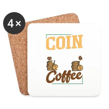 Caffeinated Numismatist: Coins & Coffee Combo - Untersetzer (4er-Set) - Weiß - Vorne