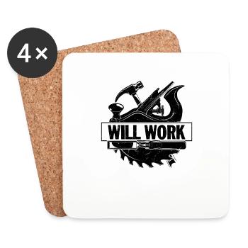 Carpenter's Bargain - Will Work for Tools - Untersetzer (4er-Set) - Weiß - Vorne