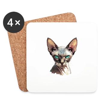 Sphynx Kätzchen Sphynx Katze - Untersetzer (4er-Set) - Weiß - Vorne