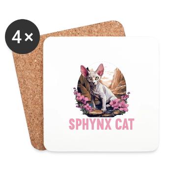 Chaton Sphynx Chat Sphynx - Dessous de verre (lot de 4) - blanc - Devant