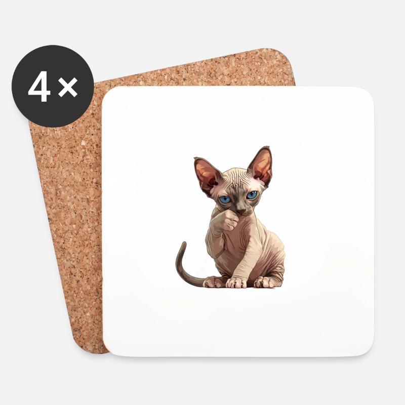 Sphynx Kätzchen Sphynx Katze - Untersetzer (4er-Set) - Weiß