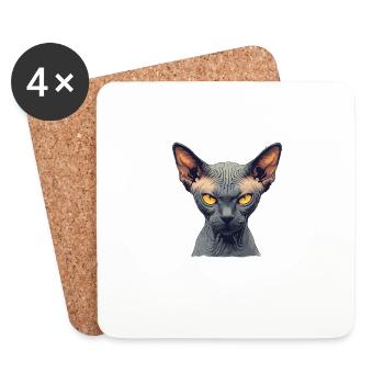 Chaton Sphynx Chat Sphynx - Dessous de verre (lot de 4) - blanc - Devant