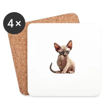 Sphynx Kätzchen Sphynx Katze - Untersetzer (4er-Set) - Weiß - Vorne