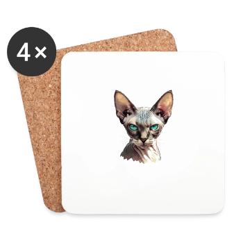 Sphynx Kitten Sphynx Cat - Coasters (set of 4) - white - Front