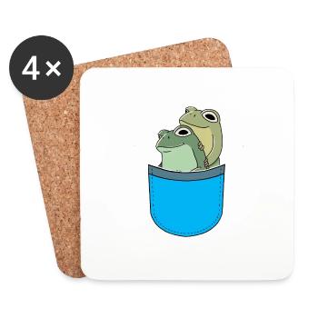 Pockets: Frogs, Frog, Amphibian, Toads - Coasters (set of 4) - white - Front
