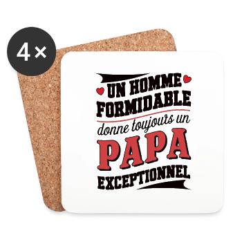 Belle idée cadeau fete des pères anniversaire papa - Dessous de verre (lot de 4) - blanc - Devant
