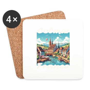 Colmar Altstadt Hafen und Kanal im Kolonialstil - Untersetzer (4er-Set) - Weiß - Vorne
