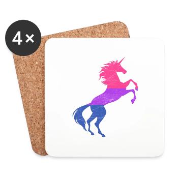 Bisexuelle Pride Flagge Einhorn T-Shirt LGBT Bi Pride - Untersetzer (4er-Set) - Weiß - Vorne