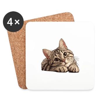 Tabby Kitten Tabby Cat - Coasters (set of 4) - white - Front