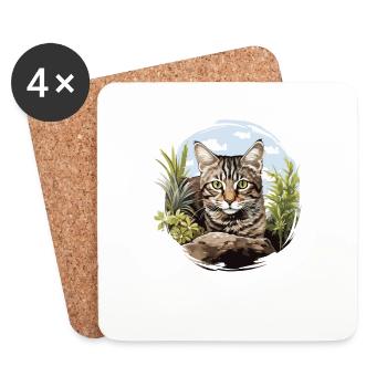 Tabby Kitten Tabby Cat - Coasters (set of 4) - white - Front