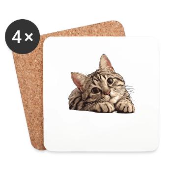 Tabby Kitten Tabby Cat - Coasters (set of 4) - white - Front