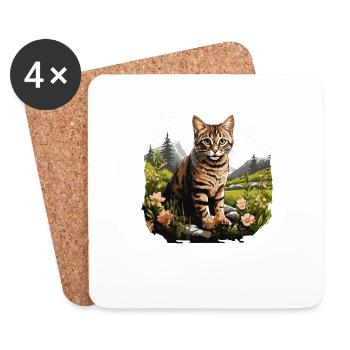 Tabby Kitten Tabby Cat - Coasters (set of 4) - white - Front