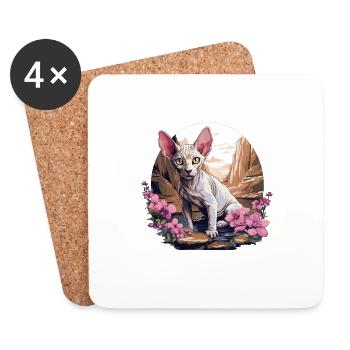 Chaton Sphynx Chat Sphynx - Dessous de verre (lot de 4) - blanc - Devant