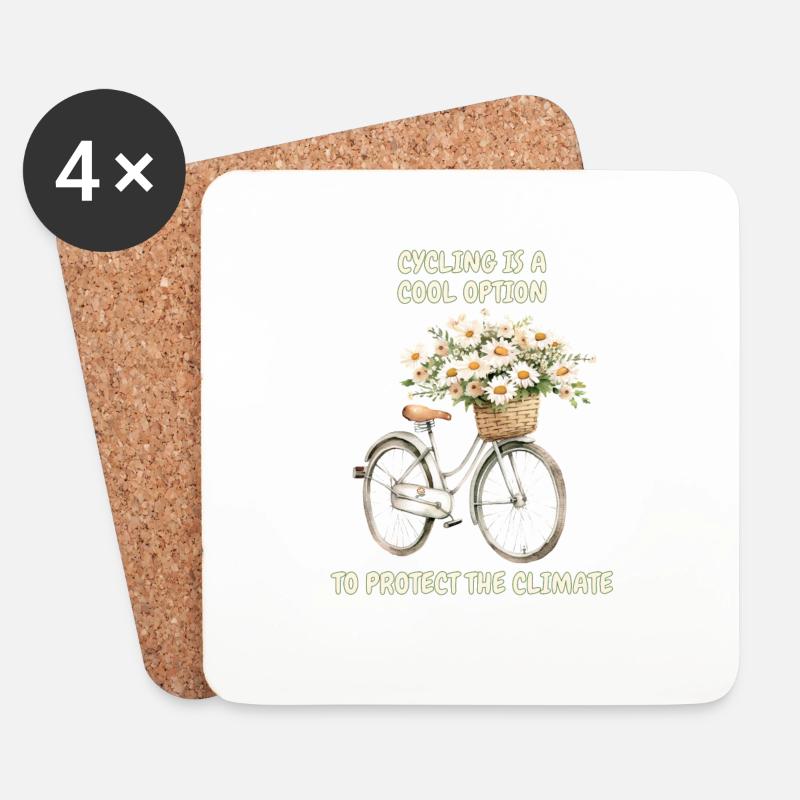 Radfahren ist eine coole Option, um das Klima zu schützen - Untersetzer (4er-Set) - Weiß