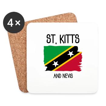 Saint Kitts and Nevis - Caribbean - West Indies - Coasters (set of 4) - white - Front