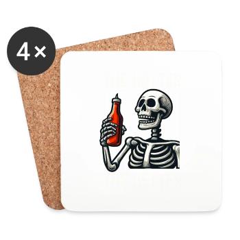 The Hotter The Better Funny Skeleton With Hot Sauc - Coasters (set of 4) - white - Front