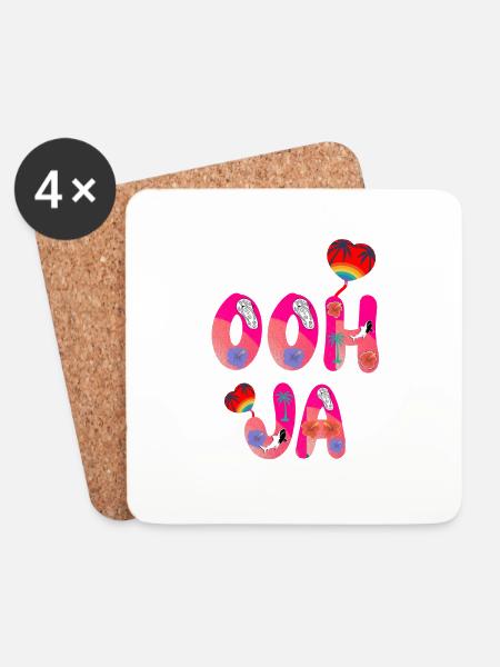 Ooh ja - Untersetzer (4er-Set) - Weiß