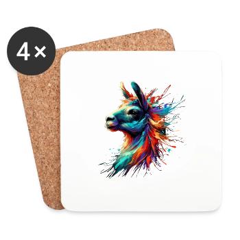Alpaga Lama Amérique du Sud Coloré - Dessous de verre (lot de 4) - blanc - Devant