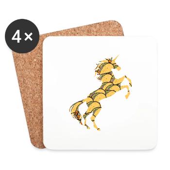 Tacos Licorne T-Shirt Plat Mexicain Cool Magique - Dessous de verre (lot de 4) - blanc - Devant