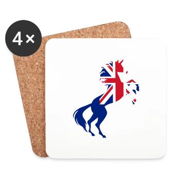 Licorne Royaume-Uni Drapeau Chemise Licorne Magique - Dessous de verre (lot de 4) - blanc - Devant