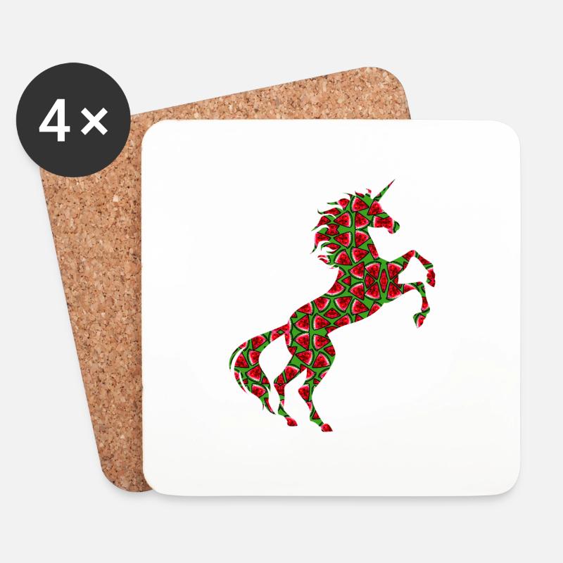 Wassermelone Einhorn TShirt Tropische Pflanze Magisch - Untersetzer (4er-Set) - Weiß