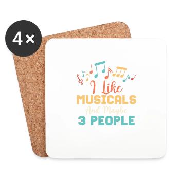 J’aime les comédies musicales et peut-être 3 personnes qui chantent au théâtre - Dessous de verre (lot de 4) - blanc - Devant