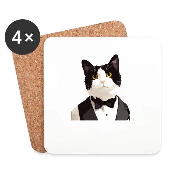 Tuxedo Chaton Tuxedo Cat - Dessous de verre (lot de 4) - blanc - Devant